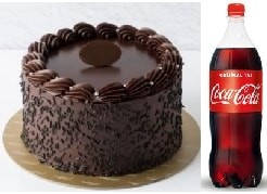 6-9 Kişilik Sade Klasik Çikolatalı Pasta & 1 Lt Cola